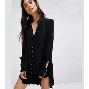 NEW! Free People 'Lieutenant' Shirt Dress in BLACK (M)